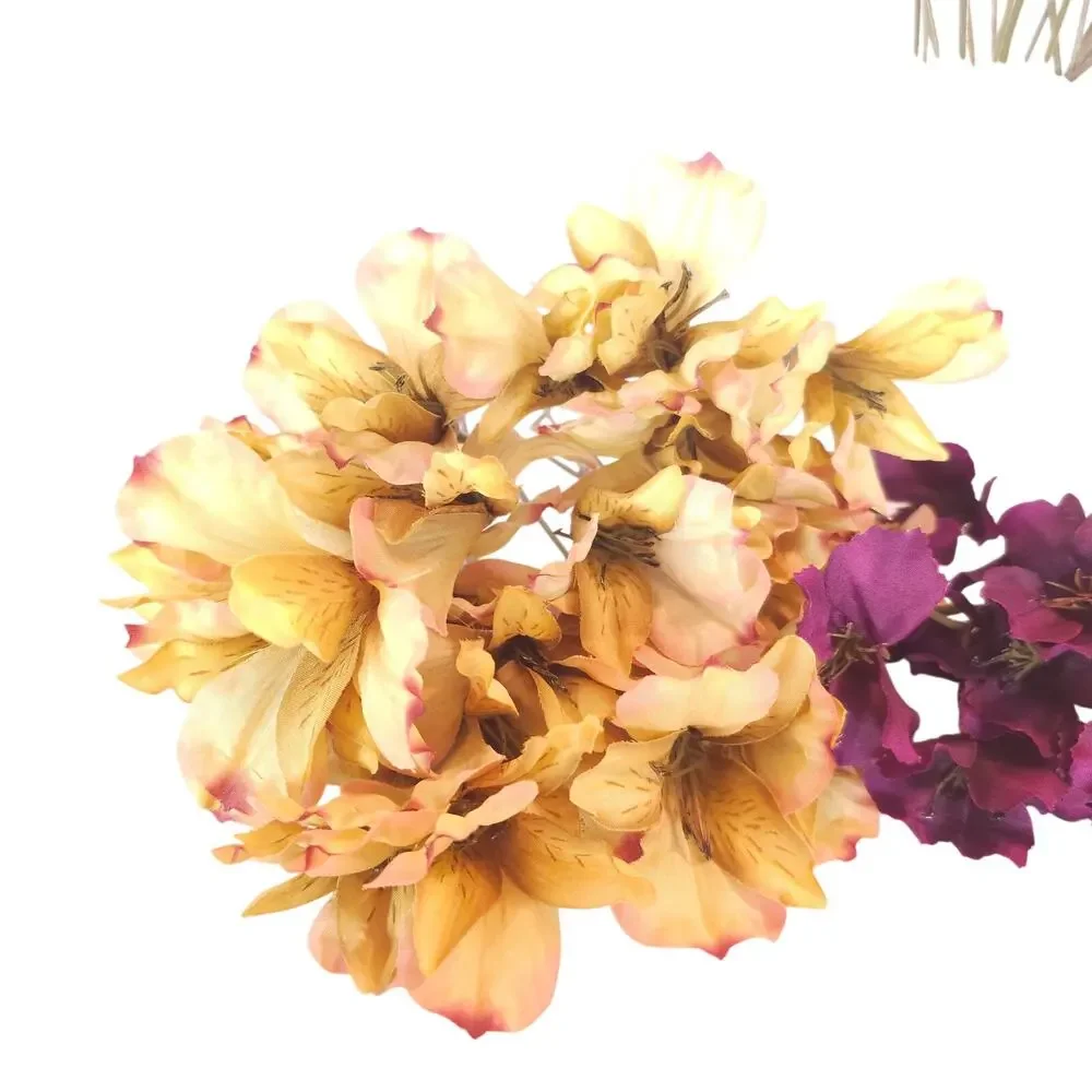 Artificial Silk Flower Stems Beige Purple Floral Craft Wedding Decor Lot of 53